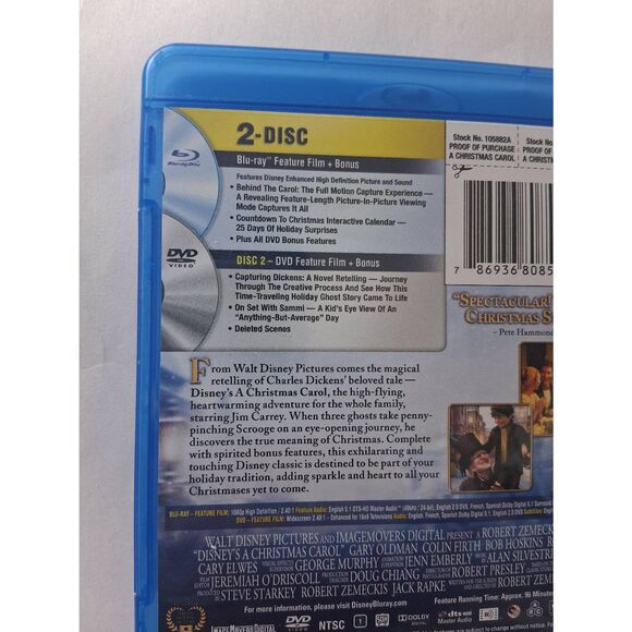 Disney’s a Christmas Carol    Blu-ray DVD Combo Tested-Preowned - Picture 2 of 3